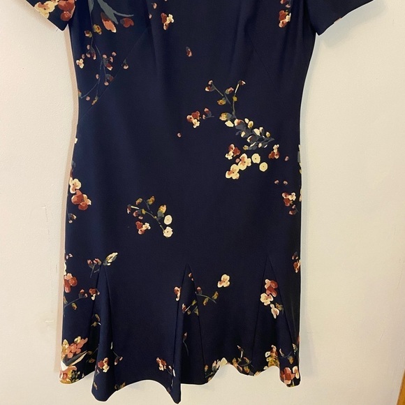 Lauren Ralph Lauren Navy Floral Short Sleeve Fit and Flare Dress - Picture 7 of 8